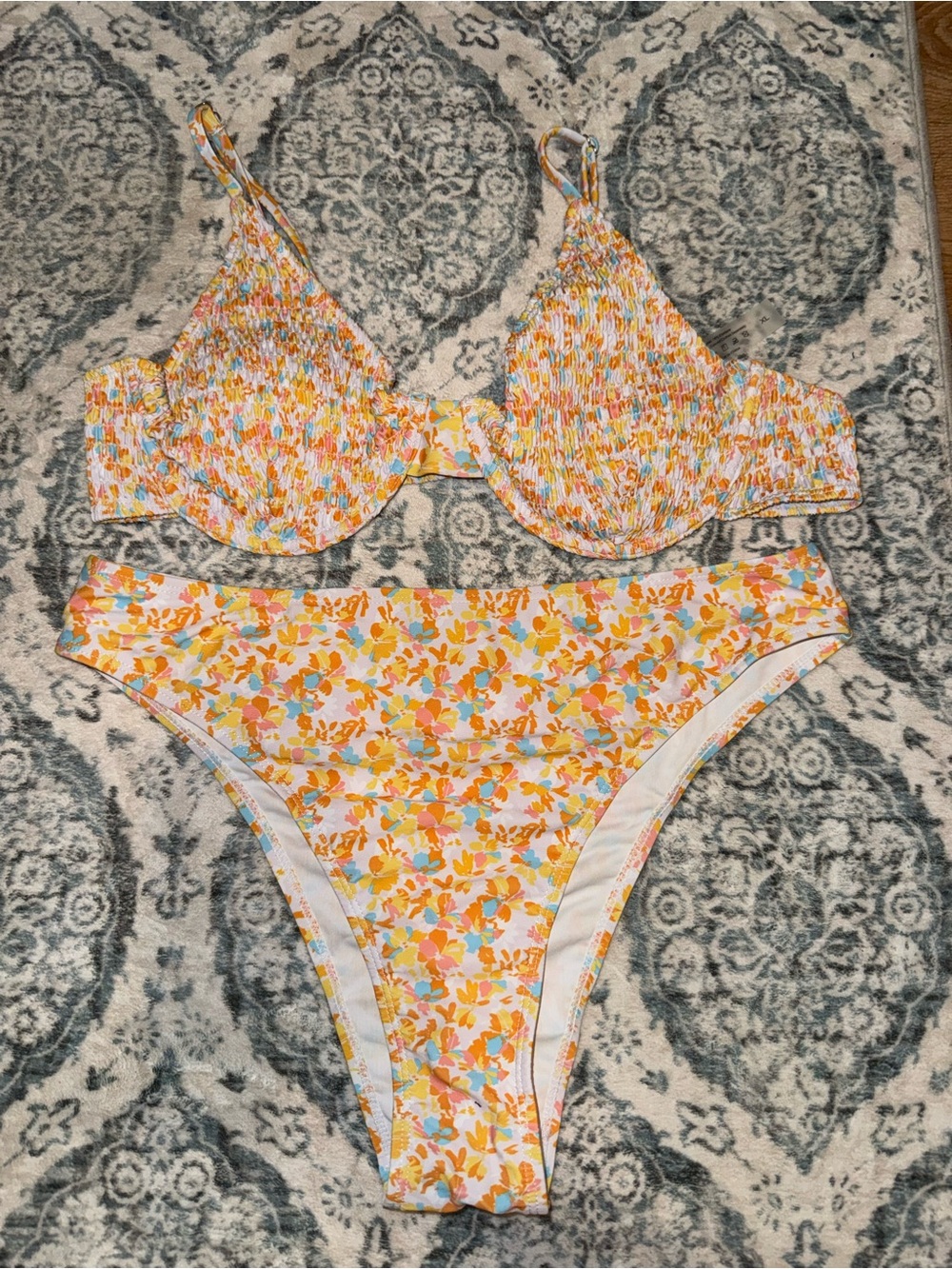 Floral Yellow High-Cut Bikini Set